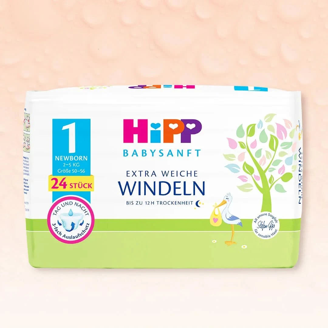 HiPP Diapers Newborn Size 1 – Extra Soft & Hypoallergenic (24ct)