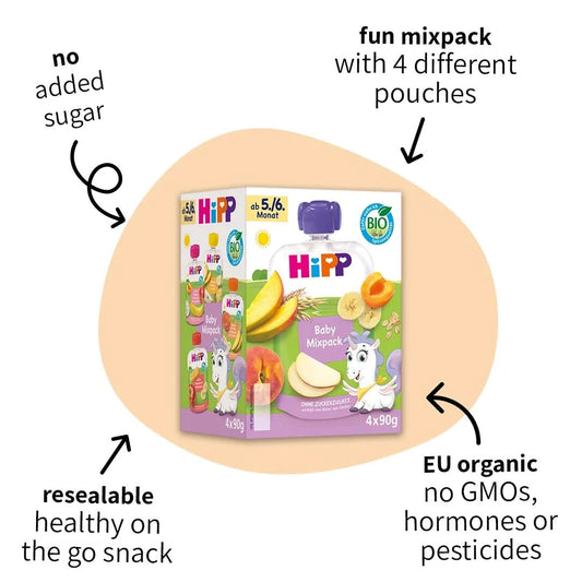 4x HiPP Mixpack - Organic Fruit Pouches 6+ months (90g)