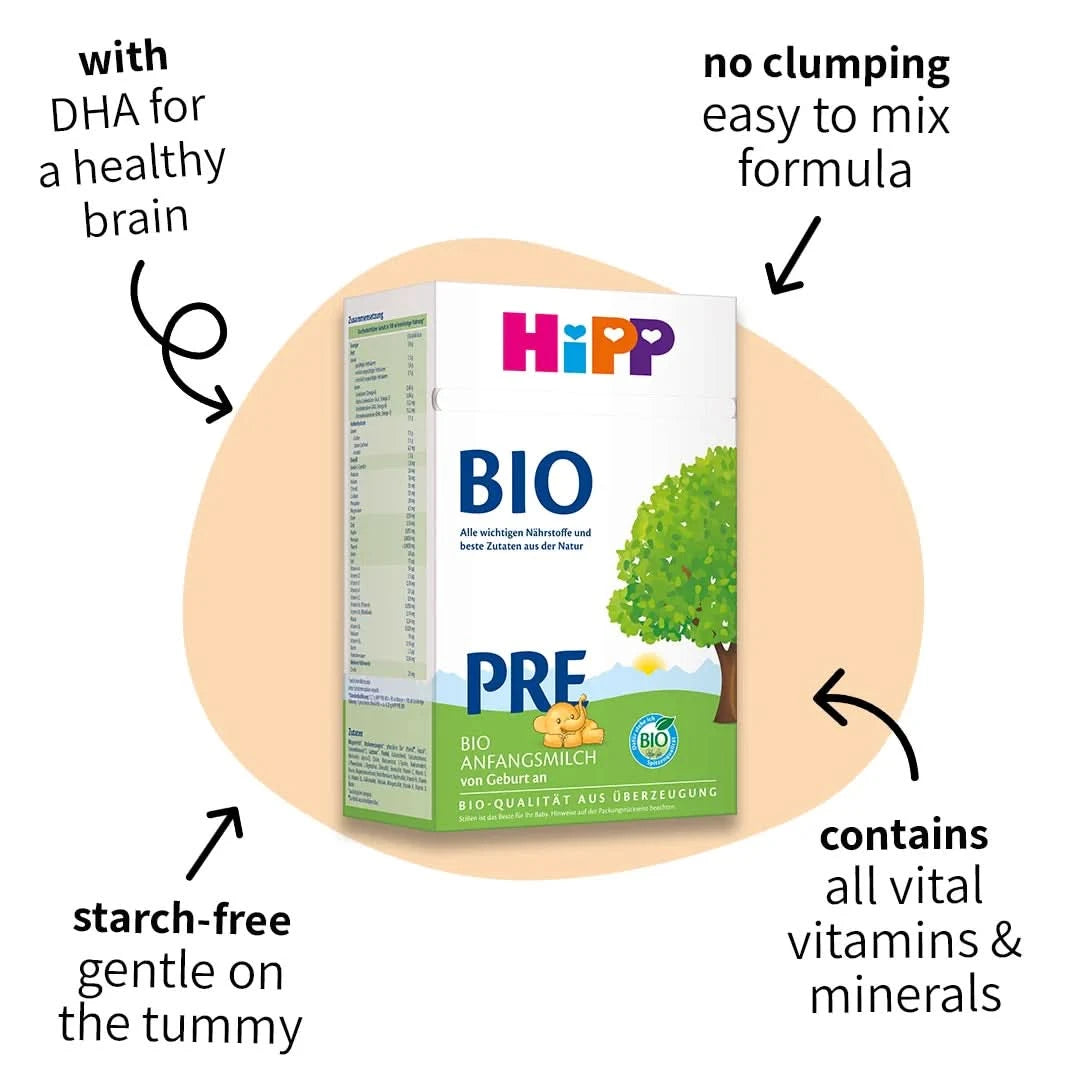 HiPP BIO PRE – Organic Cow Milk Formula 0-6 months, German Version (600g)