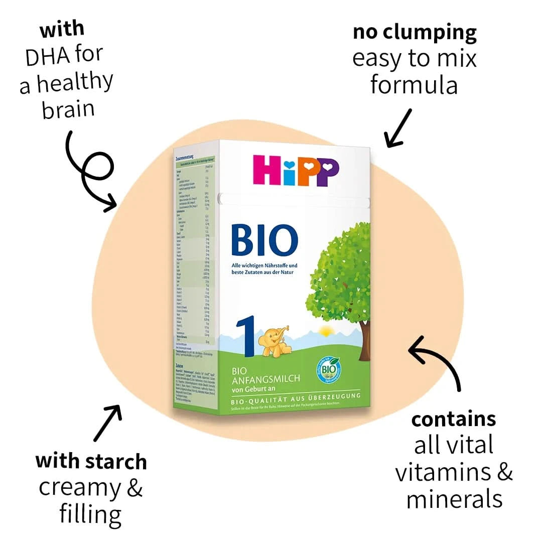 HiPP BIO Stage 1 – Organic Cow Milk Formula 0-6 months, German Version (600g)