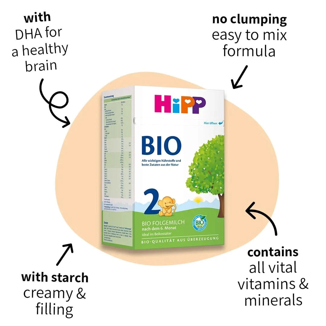 HiPP BIO Stage 2 – Organic Cow Milk Formula 6+ months, German Version (600g)