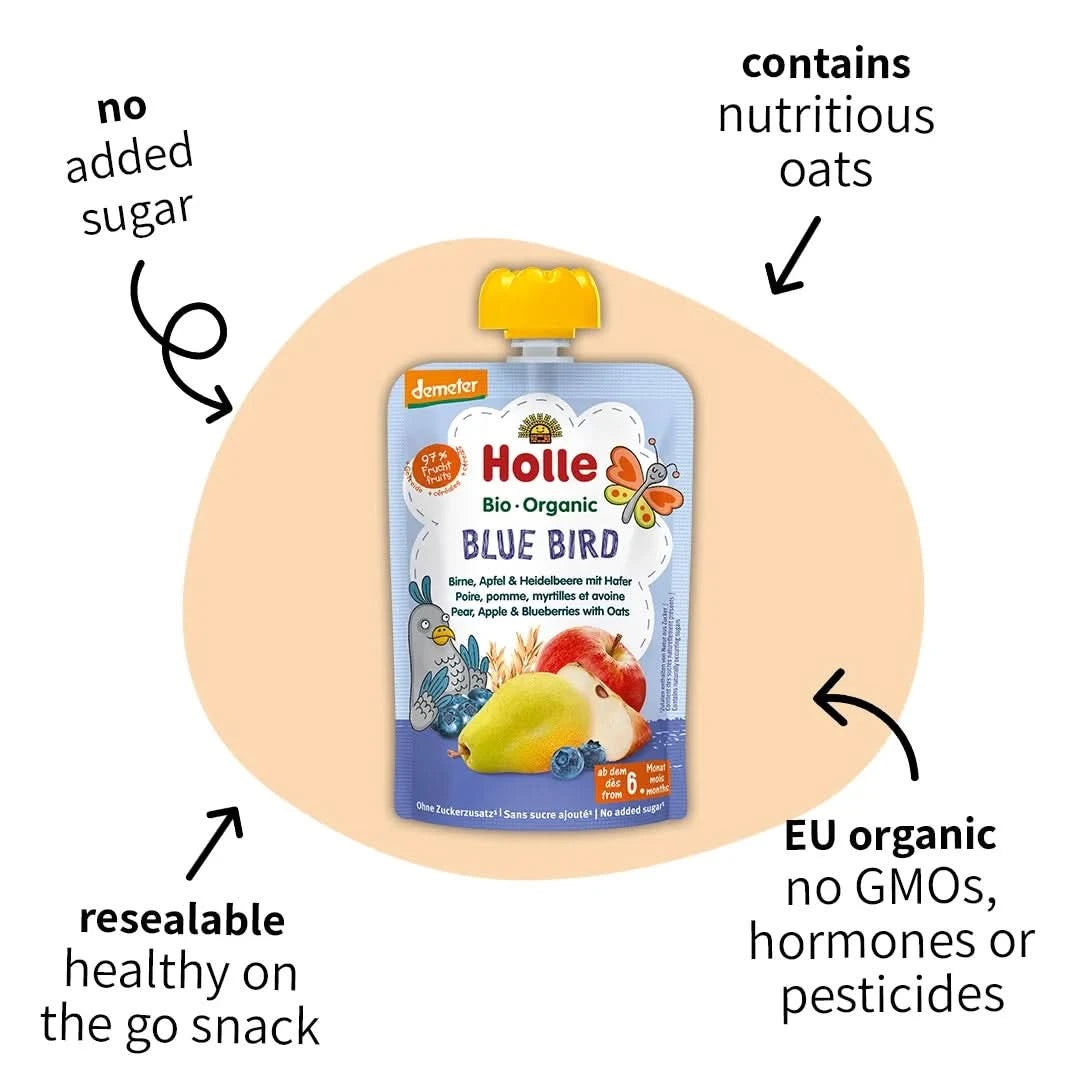 Holle Blue Bird – Organic Fruit Pouches 6+ months (100g)