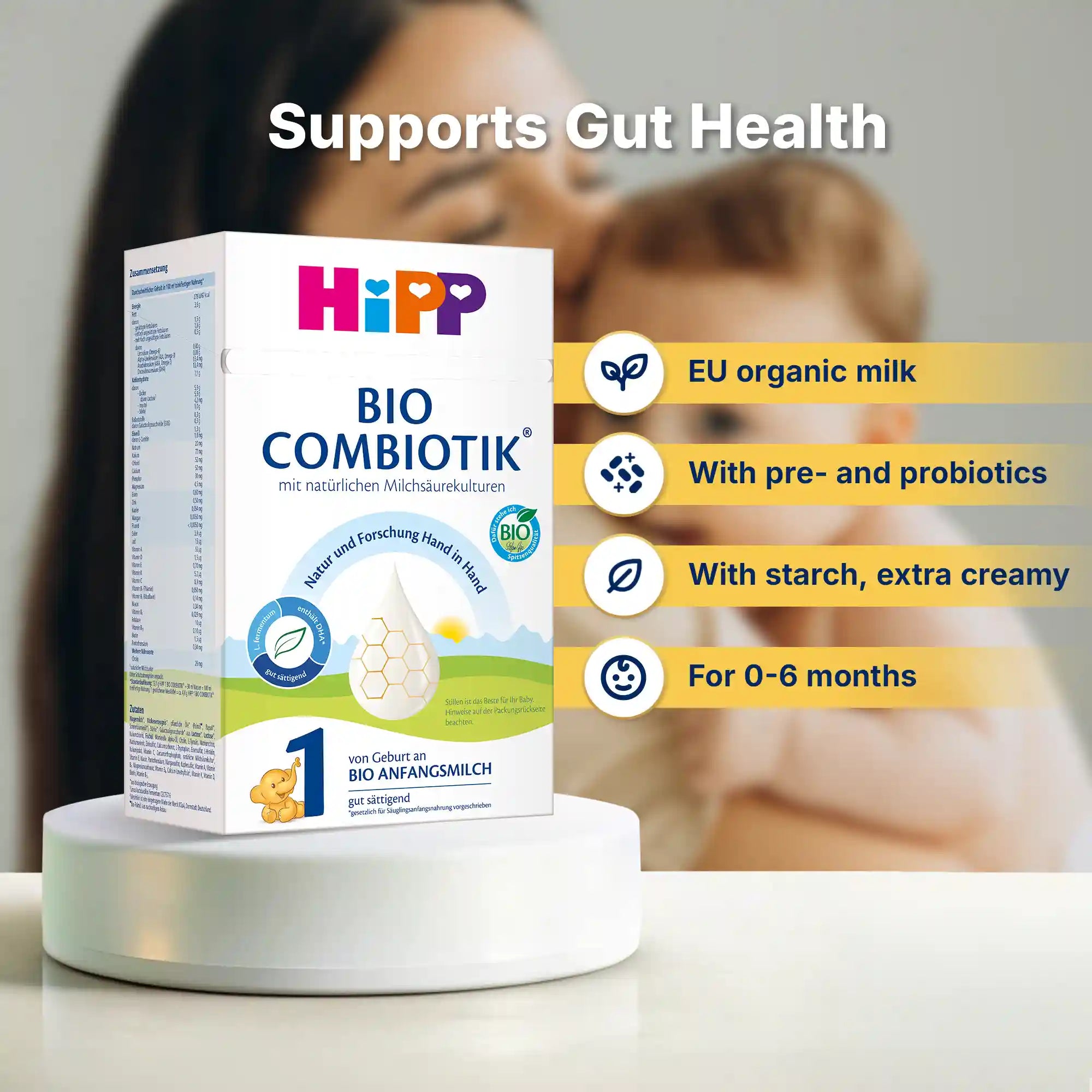 HiPP Combiotik Stage 1 – Organic Cow Milk Formula 0-6 months, German Version (600g)