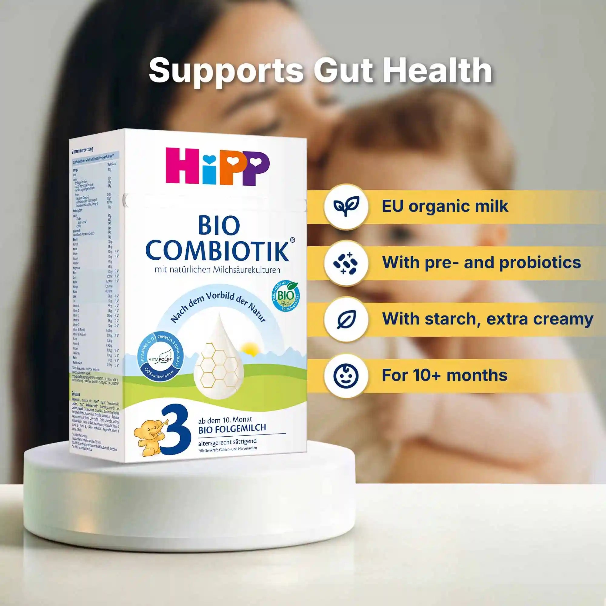 HiPP Combiotik Stage 3 – Organic Cow Milk Formula 10+ months, German Version (600g)