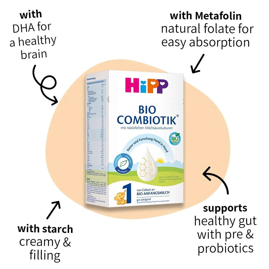 HiPP Combiotik Stage 1 – Organic Cow Milk Formula 0-6 months, German Version (600g)