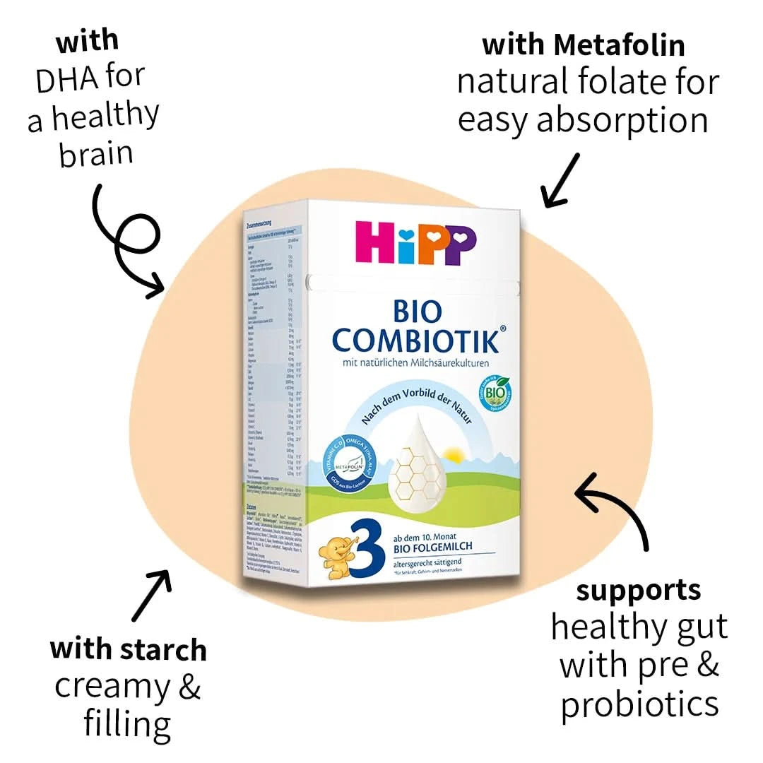 HiPP Combiotik Stage 3 – Organic Cow Milk Formula 10+ months, German Version (600g)