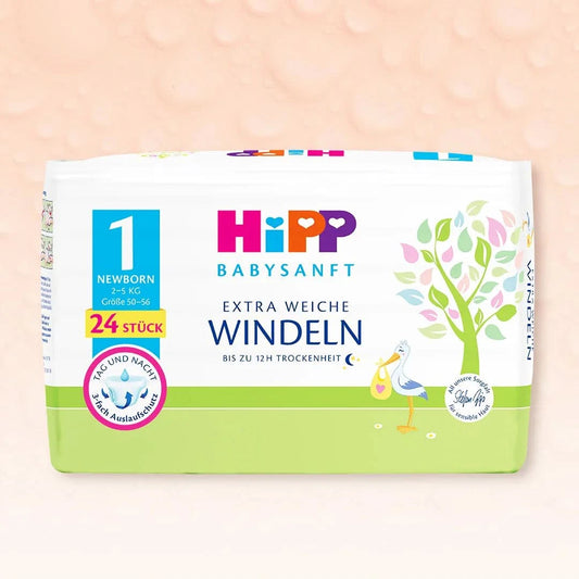 HiPP Diapers Newborn Size 1 – Extra Soft & Hypoallergenic (24ct)