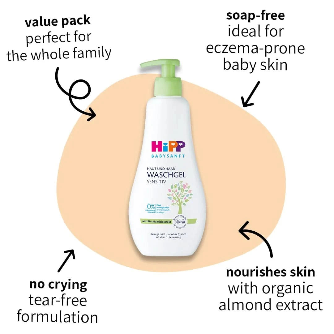 HiPP Body & Hair Wash Value Family Pack – For Sensitive Baby Skin (400ml)