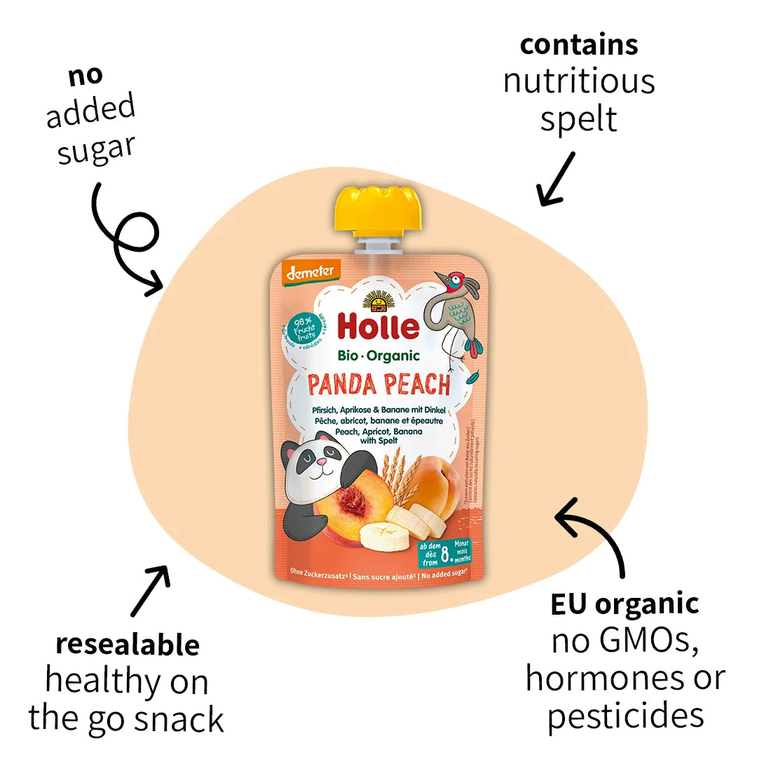 Holle Panda Peach– Organic Fruit Pouches 8+ months (100g)